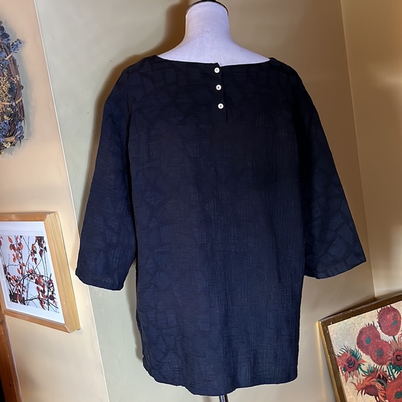 WINDHORSE Size XXL Lagenlook Black Tunic Top Geometric Monochrome Knit 2-pkt NEW - Picture 4 of 15